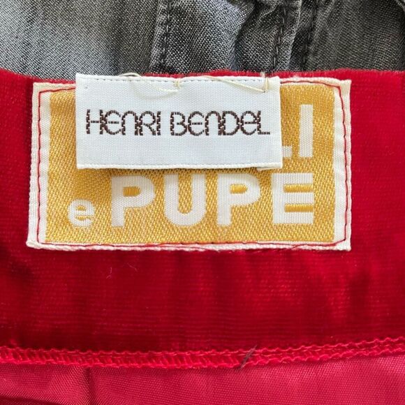 Vintage Henri Bendel Bulli e Pupe Red Velvet Midi Pencil Skirt XS - Picture 6 of 10